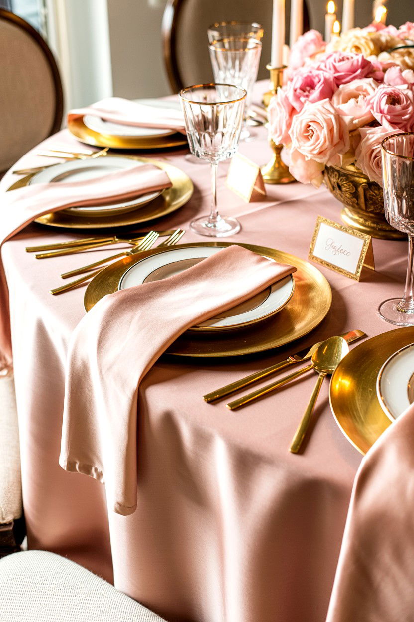 Pink and gold table setting - 25 Elegant Valentine's Day Table Ideas