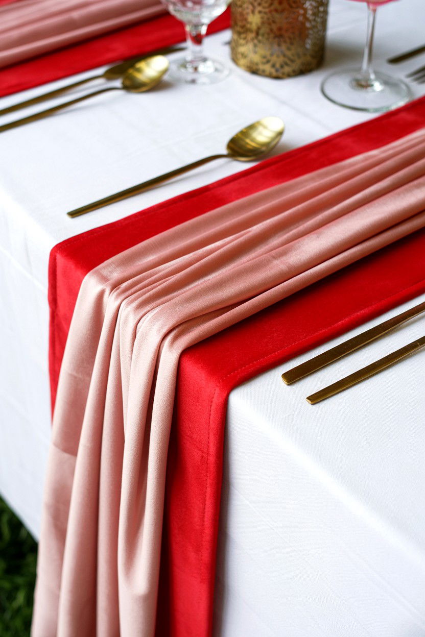 Pink and red table runner - 25 Valentine's Day Bridal Shower Ideas