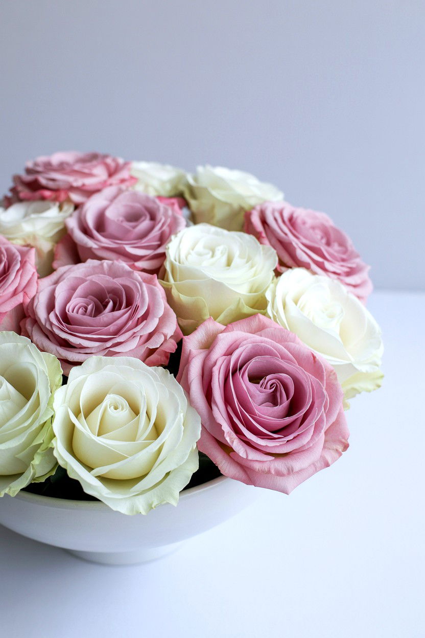 Pink and white rose centerpiece - 25 Valentine's Day Rose Arrangement Ideas