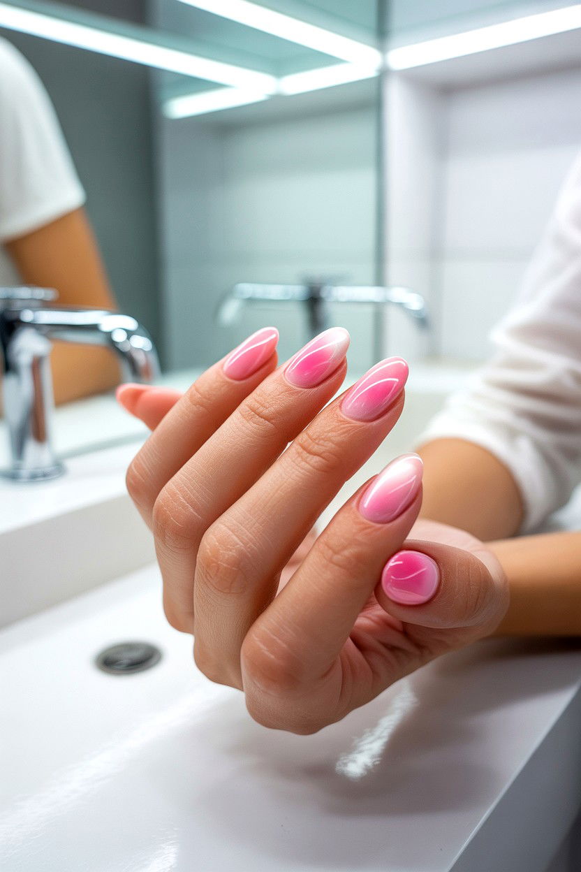 Pink aura nails - 25 Cute Valentine's Day Nail Designs