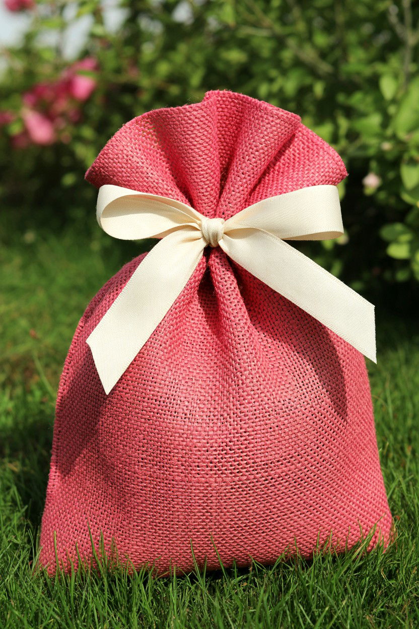 Pink burlap bag - 25 Valentine's Day Gift Bag Ideas