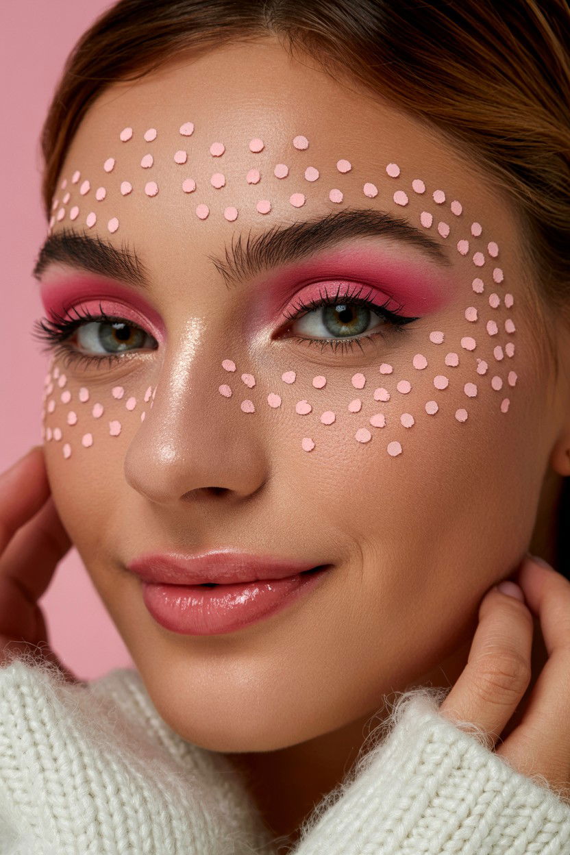 Pink faux freckles - 25 Valentine's Day Freckle Makeup Ideas