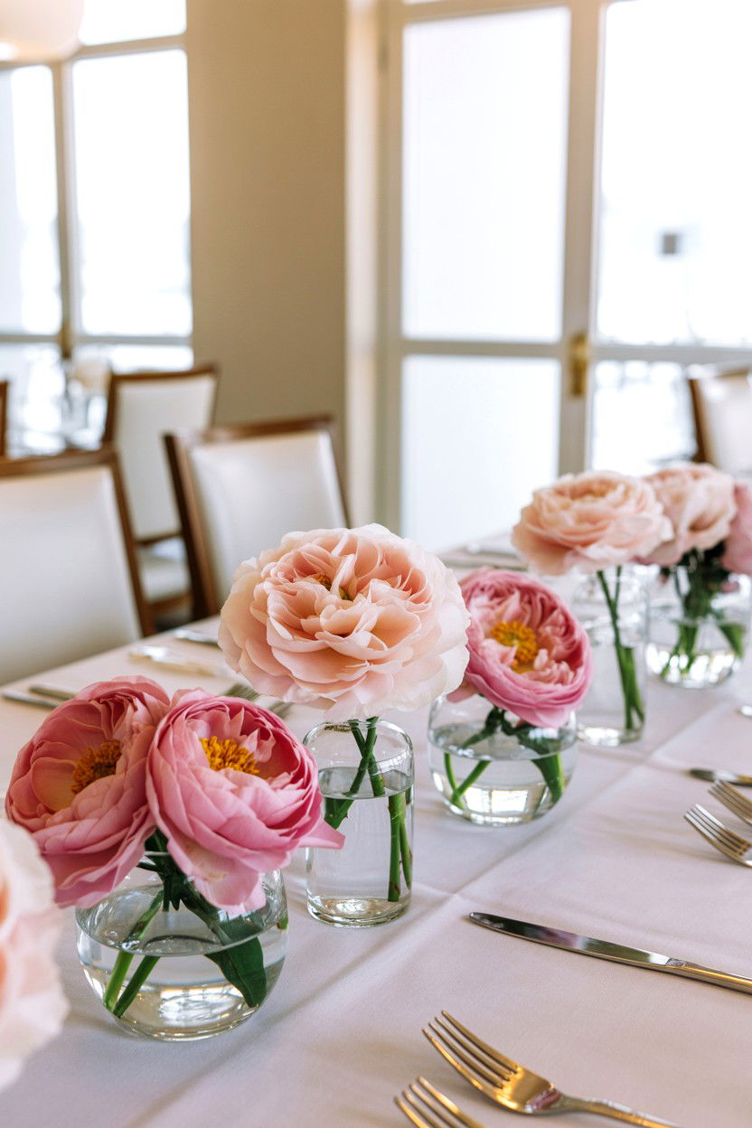 Pink flower centerpieces - 25 Valentine's Day Dining Room Decor Ideas