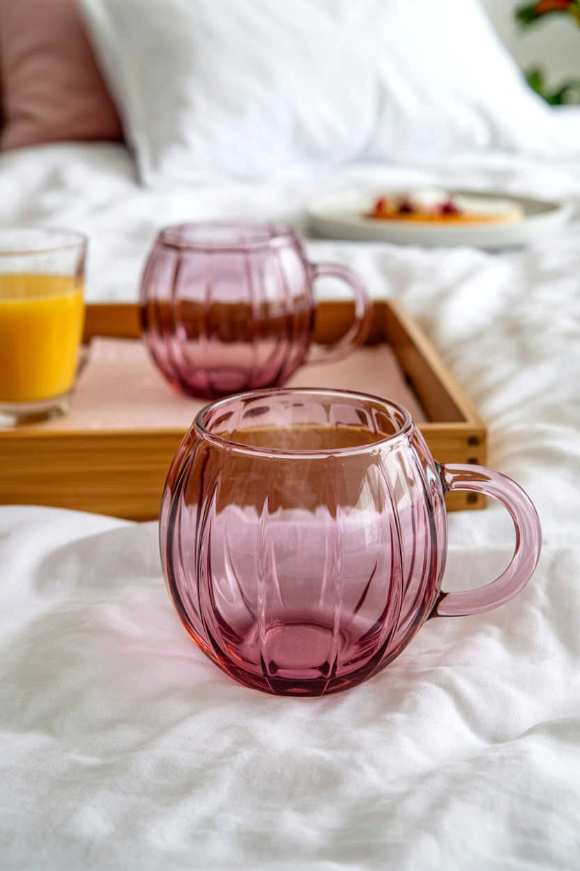 Pink glass coffee cups - 25 Valentine's Day Glassware Ideas