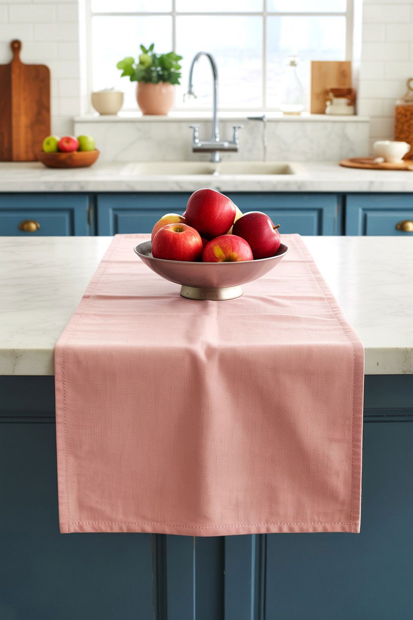 Pink kitchen island runner - 25 Valentine's Day Kitchen Decor Ideas