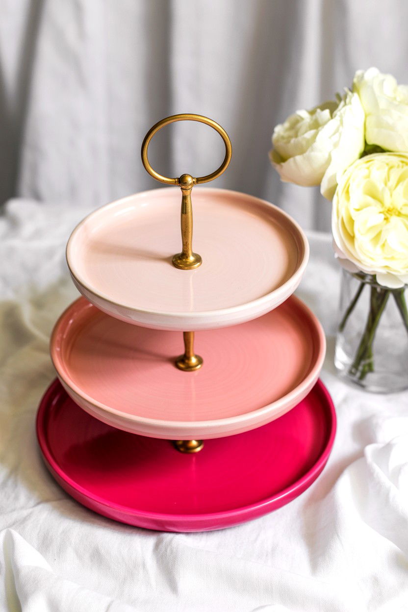 Pink ombre tiered tray - 25 Modern Valentine's Day Tiered Tray Ideas