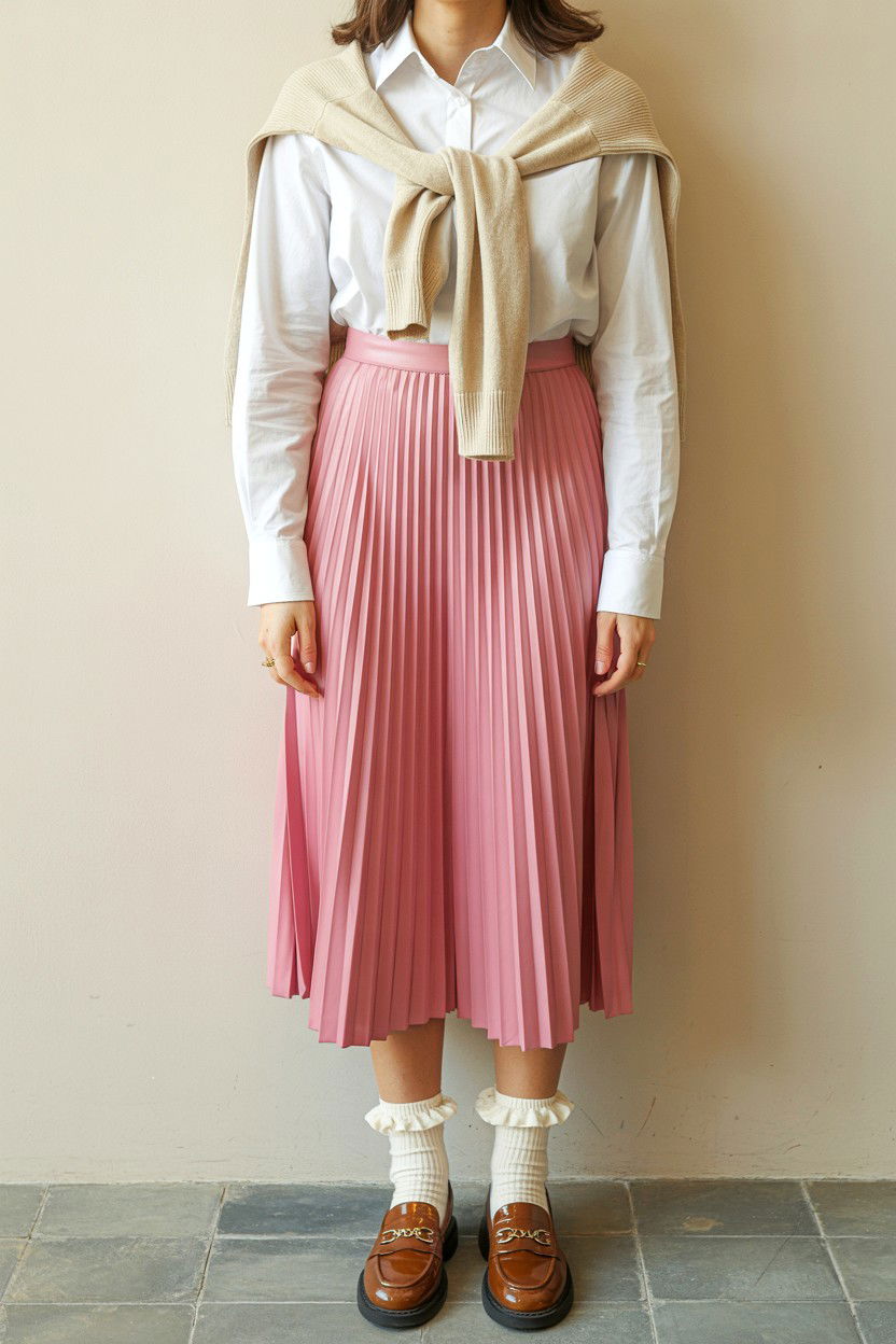 Pink pleated skirt outfit - 25 Valentine's Day Preppy Outfits