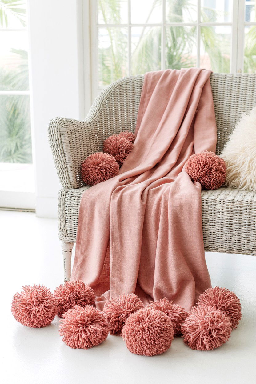 Pink pom pom throw - 25 Valentine's Day Throw Blanket Ideas