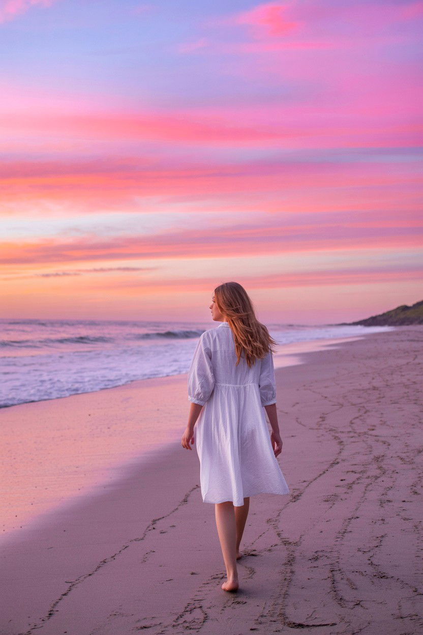 Pink sunset beach - 25 Valentine's Day Aesthetic Photo Ideas