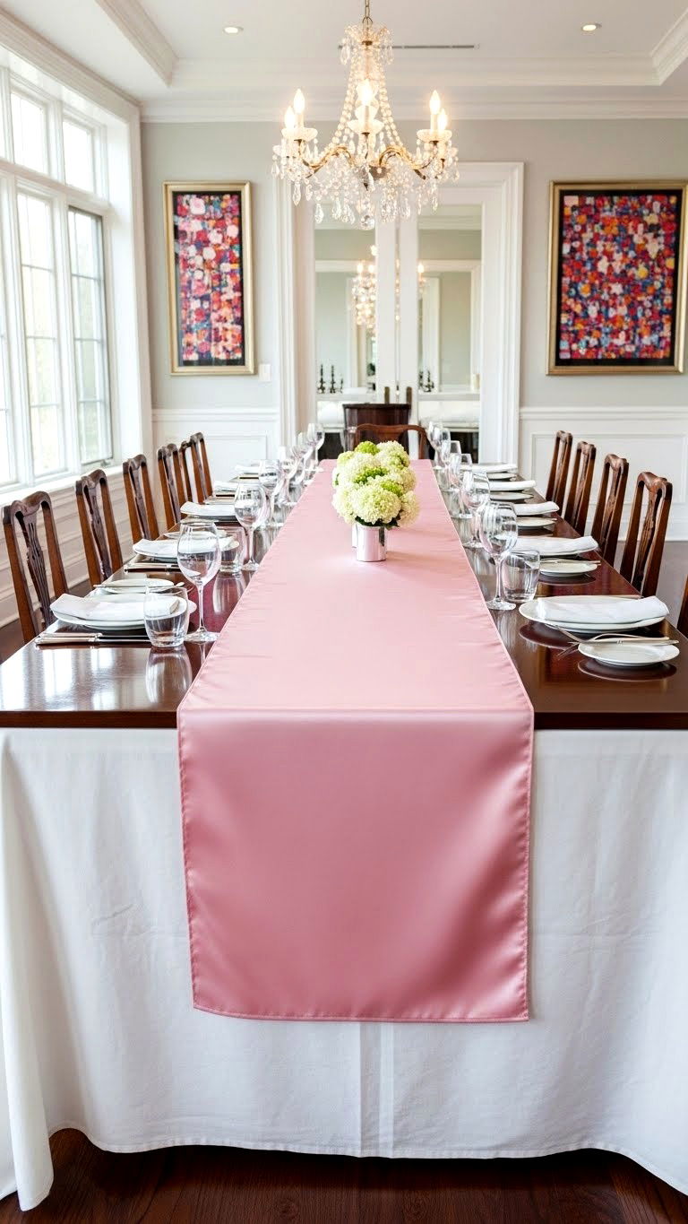 Pink table runner - 25 valentine's day decor ideas