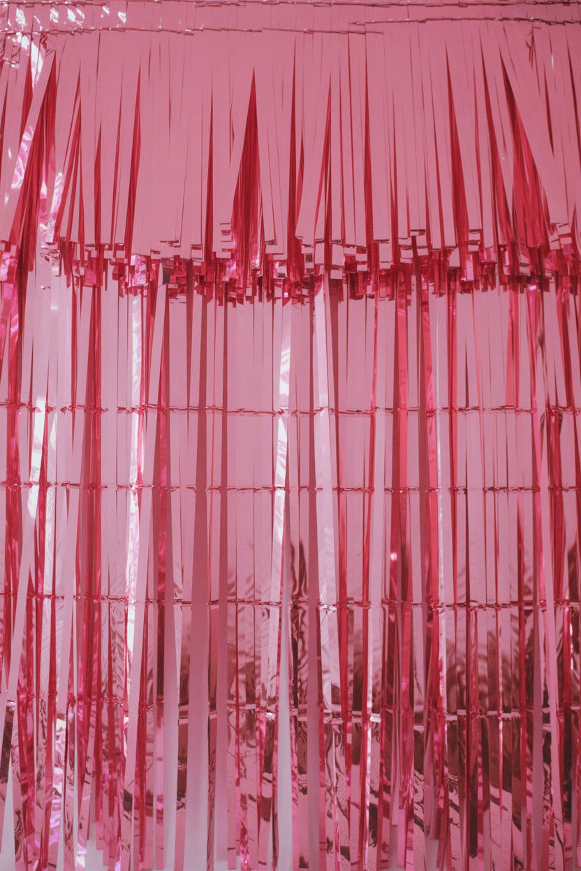 Pink tinsel fringe curtain - 25 Valentine's Day Photo Backdrop Ideas