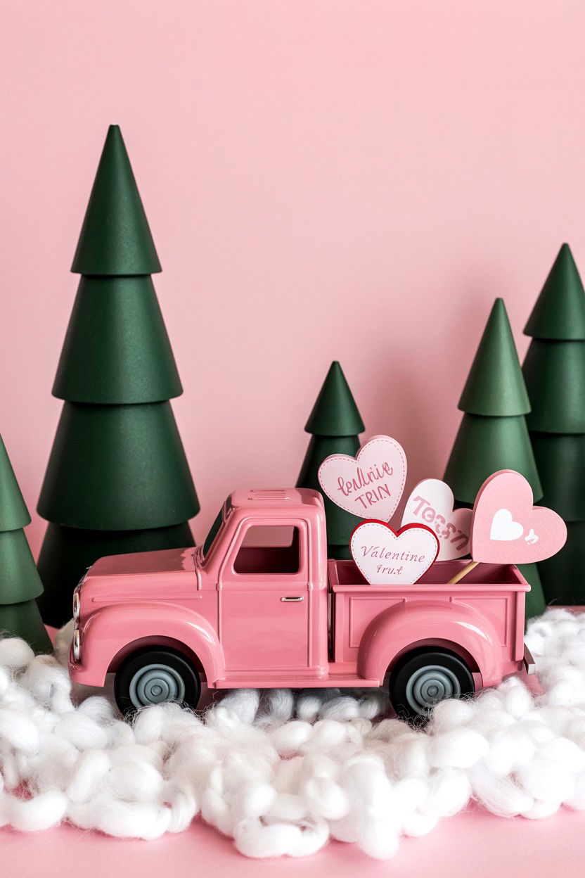 Pink valentine truck decor - 25 Valentine's Day Kitchen Tiered Tray Ideas