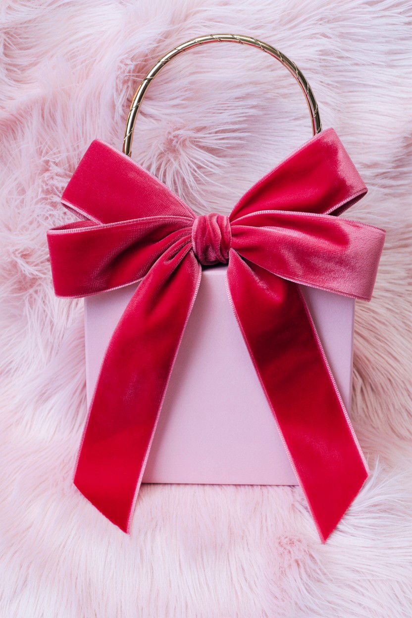 Pink velvet ribbon bow - 25 Valentine's Day Coffee Gift Basket Ideas