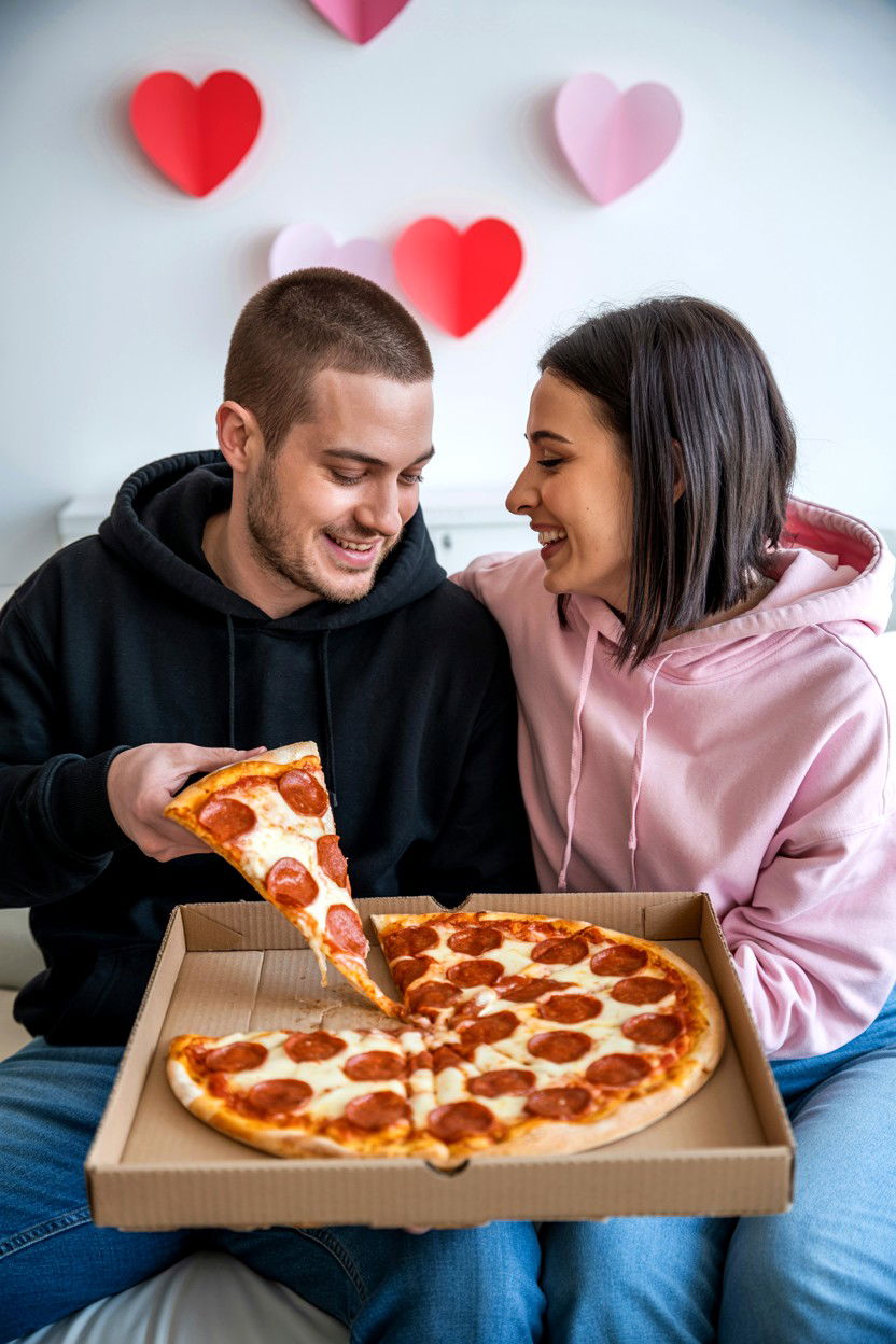 Pizza Night Date - 25 Valentine's Day Candid Photo Ideas