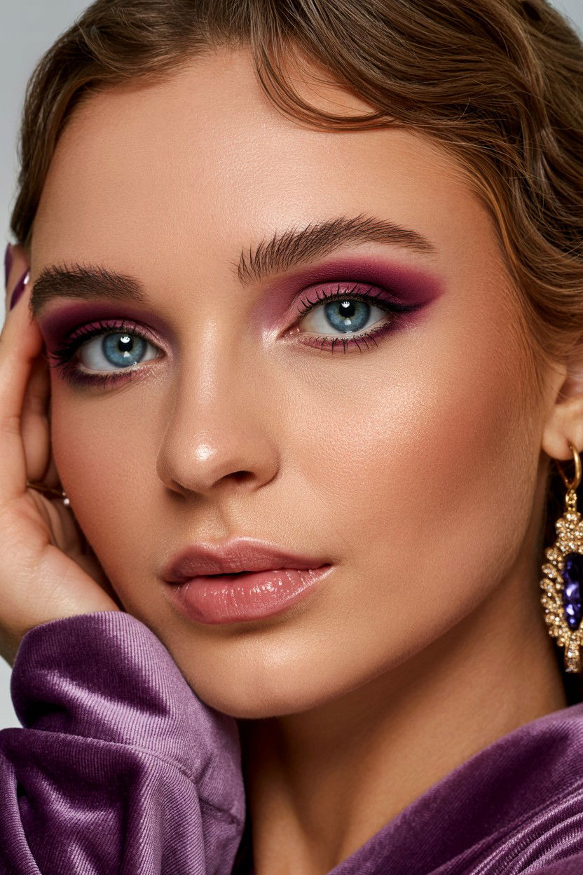 Plum Eyeshadow - 25 Valentine's Day Makeup for Blue Eyes