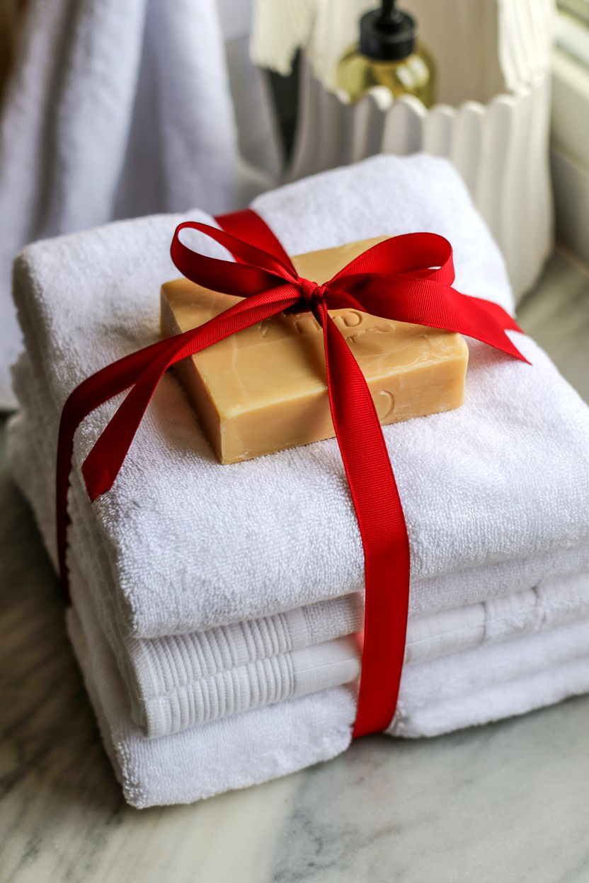 Plush Towel Bath Bundle - 25 Valentine's Day Bath Gift Basket Ideas