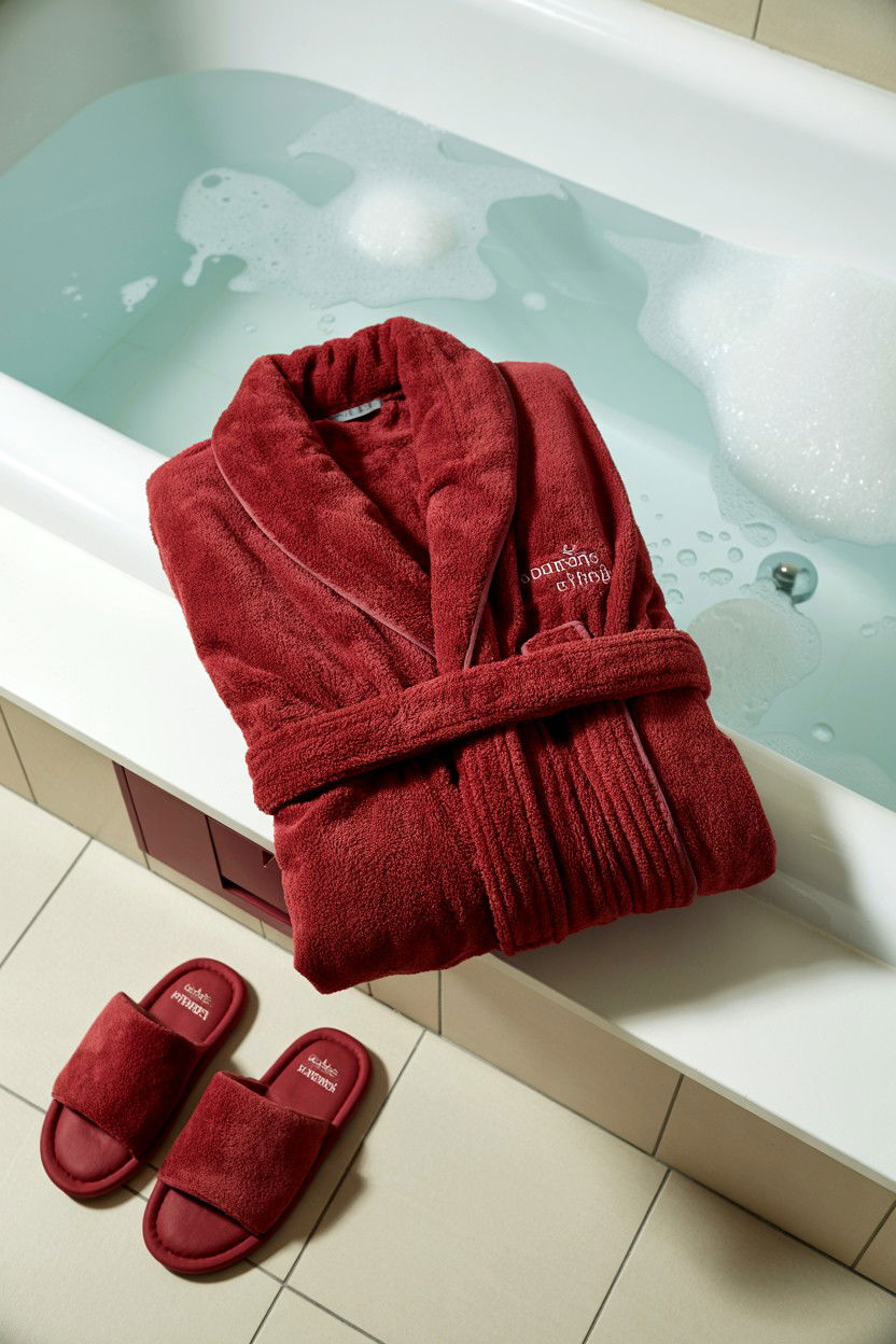 Plush bathrobe setup - 25 Valentine's Day Bubble Bath Ideas