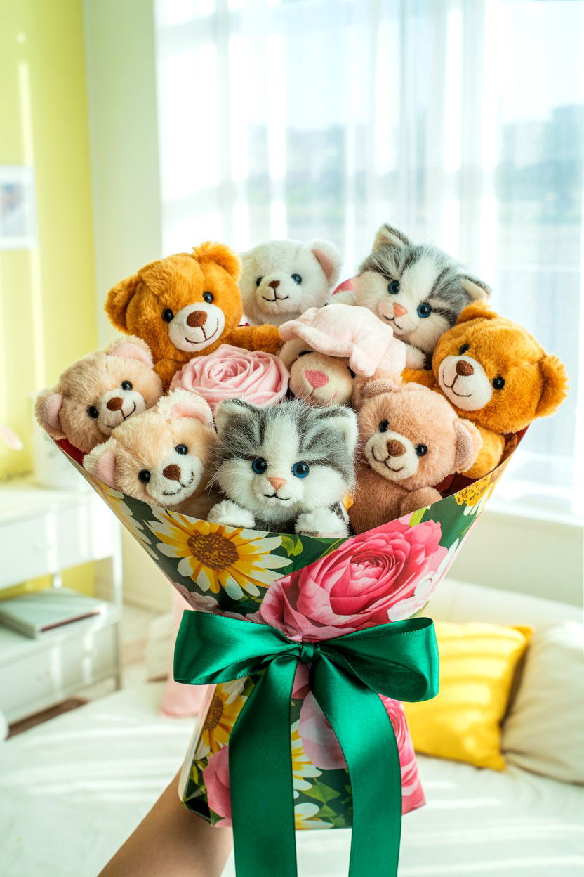 Plush toy bouquet - 25 Flower Alternatives for Valentine's Day