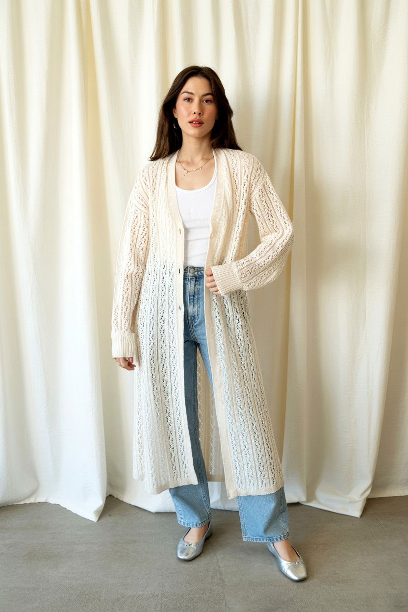 Pointelle Knit Cardigan - 25 Valentine's Day Cardigan Outfits