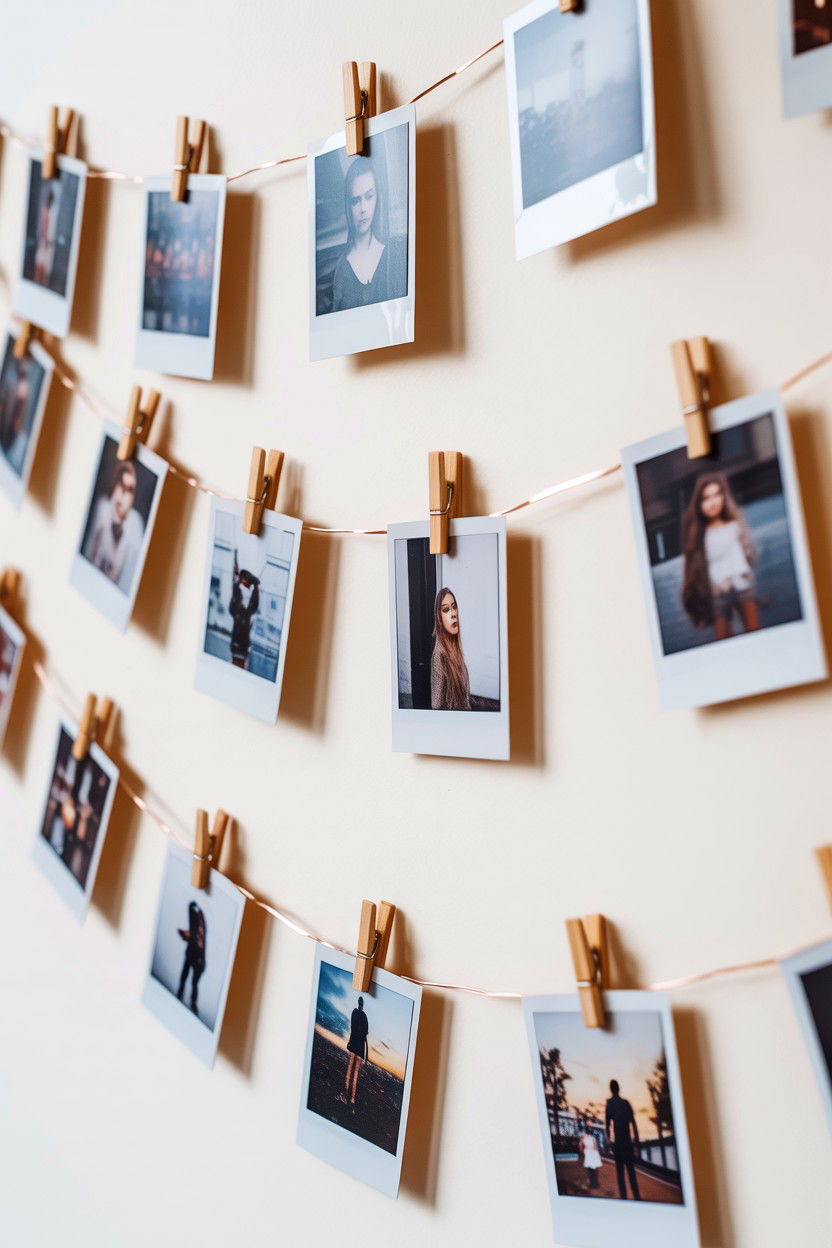 Polaroid Style String Lights - 25 Valentine's Day Photo Collage Ideas