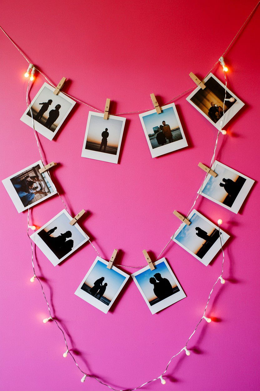Polaroid Wall Display - 25 Valentine's Day Indoor Photo Ideas