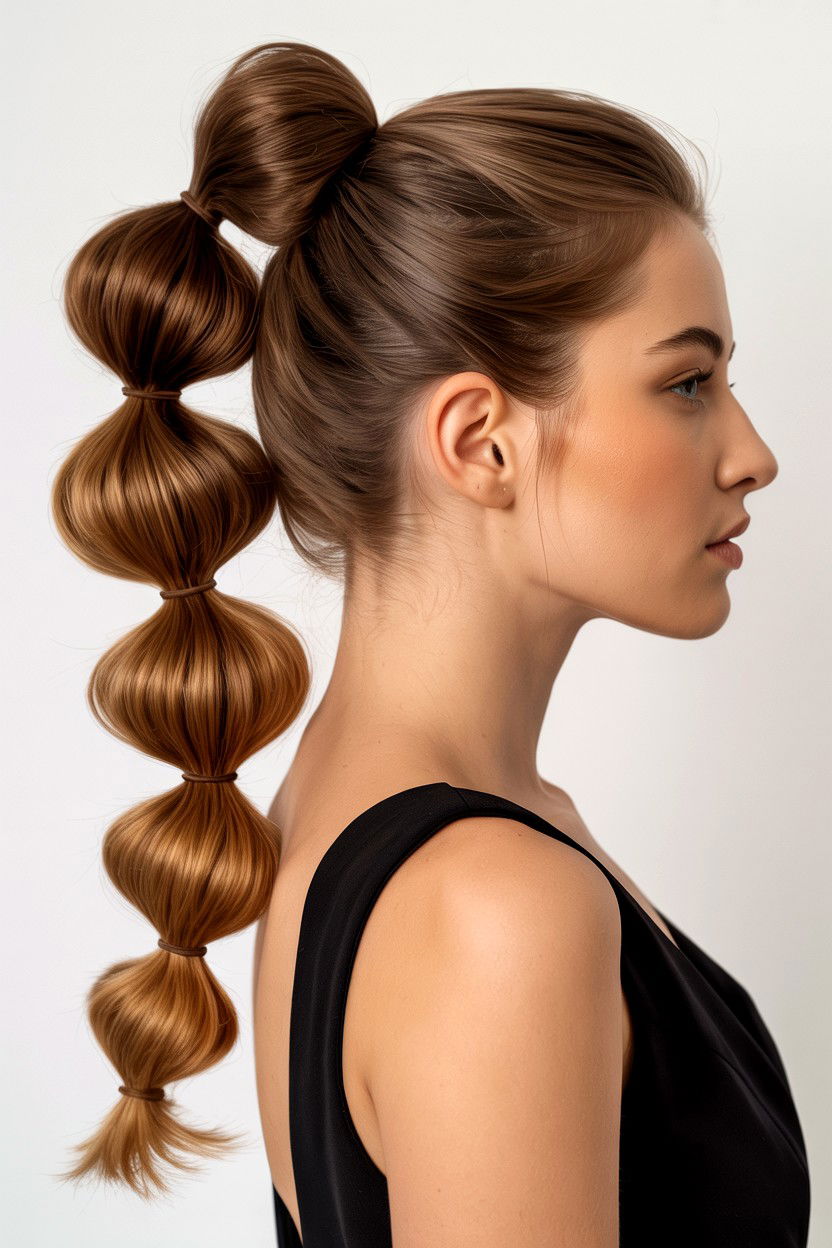 Polished Bubble Ponytail Formal Look - 25 Valentine's Day Bubble Ponytail Ideas