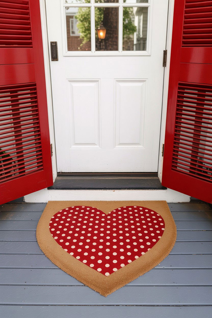 Polka Dot Heart Mat - 25 Valentine's Day Welcome Mat Ideas