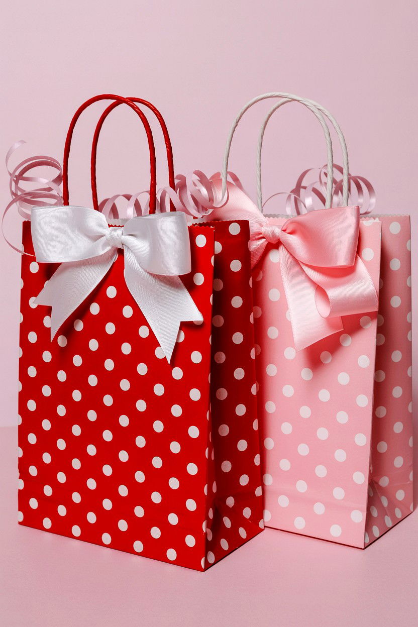 Polka Dot Paper Bags - 25 Valentine's Day Candy Bag Ideas