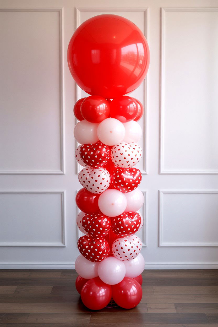 Polka Dot Valentine Balloon - 25 Valentine's Day Balloon Column Ideas