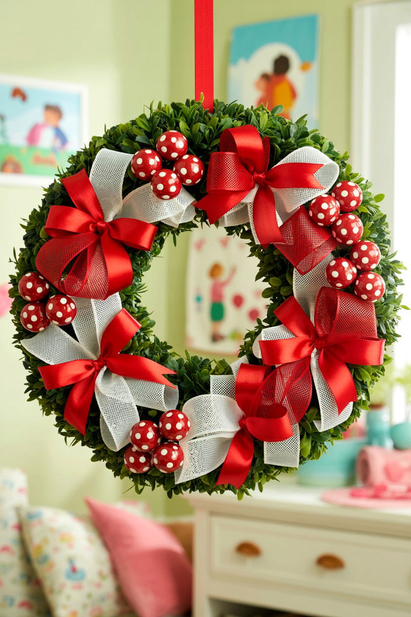 Polka Dot Valentine Wreath - 25 Deco Mesh Valentine's Day Wreath Ideas