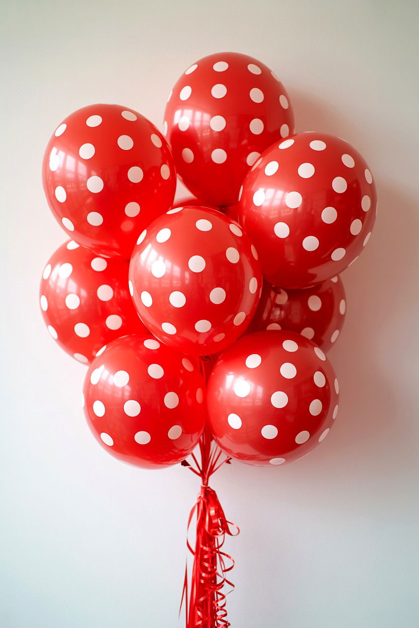 Polka dot balloon bunch - 25 Valentine's Day Balloon Centerpiece Ideas