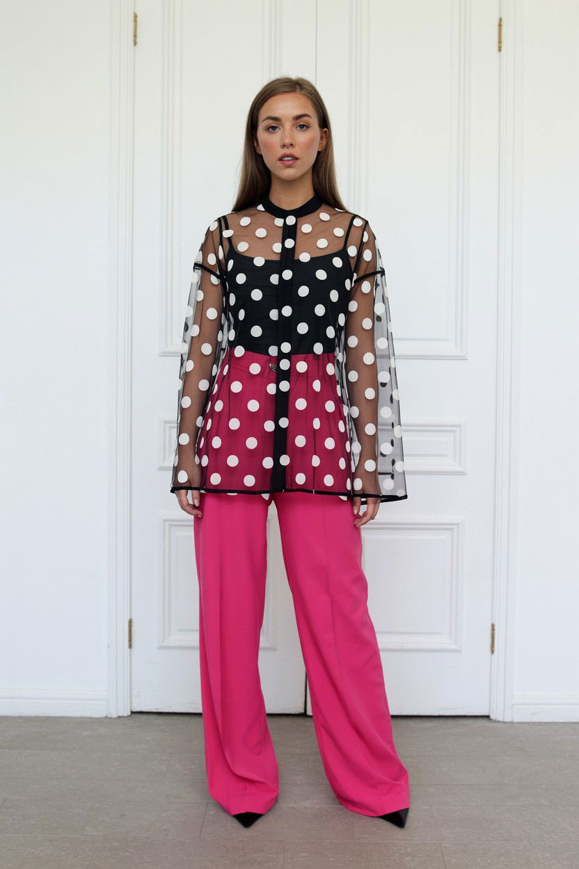 Polka dot mesh top outfit - 25 Valentine's Day Plus Size Outfits