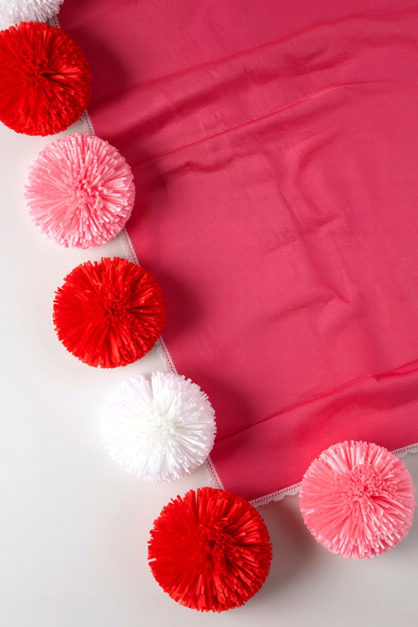 Pom Pom Table Runner - 25 Valentine's Day Table Runner Ideas
