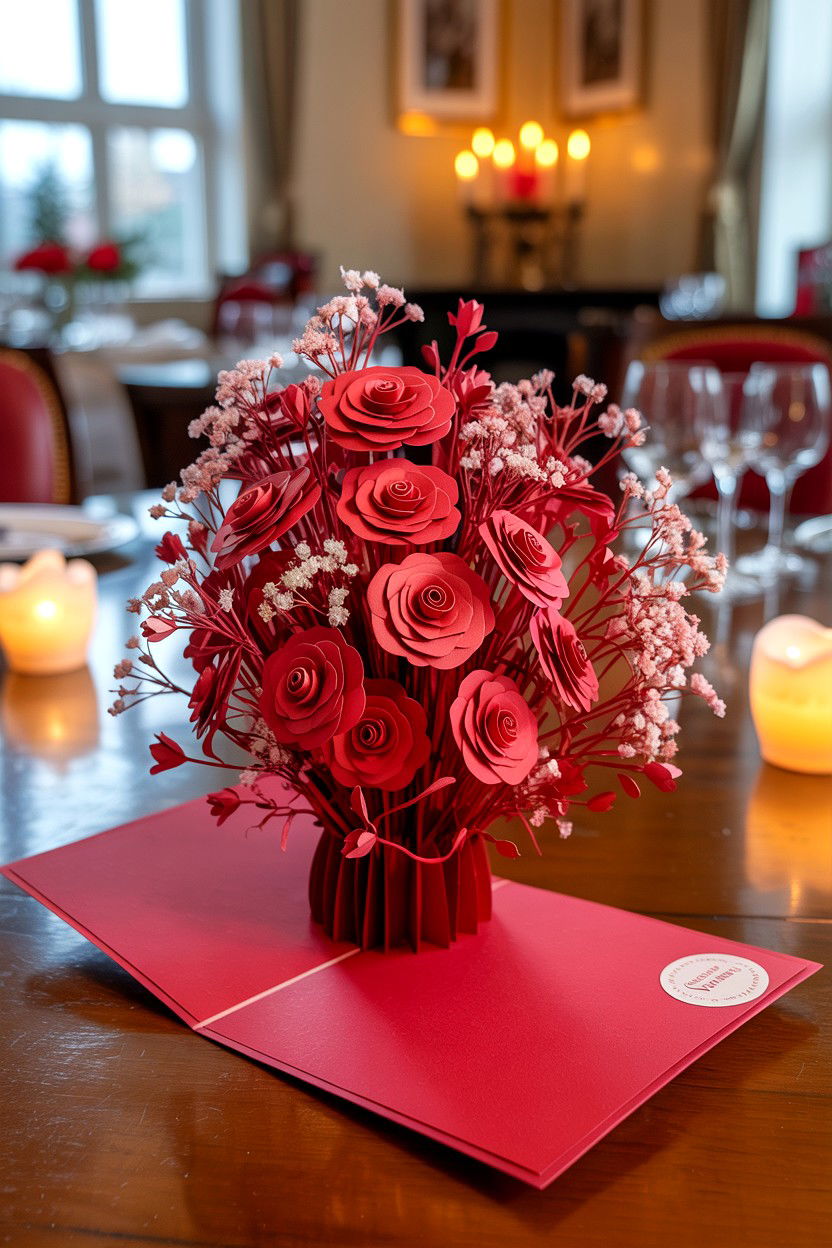 Pop Up Floral Card - 25 Floral Valentine's Day Card Ideas