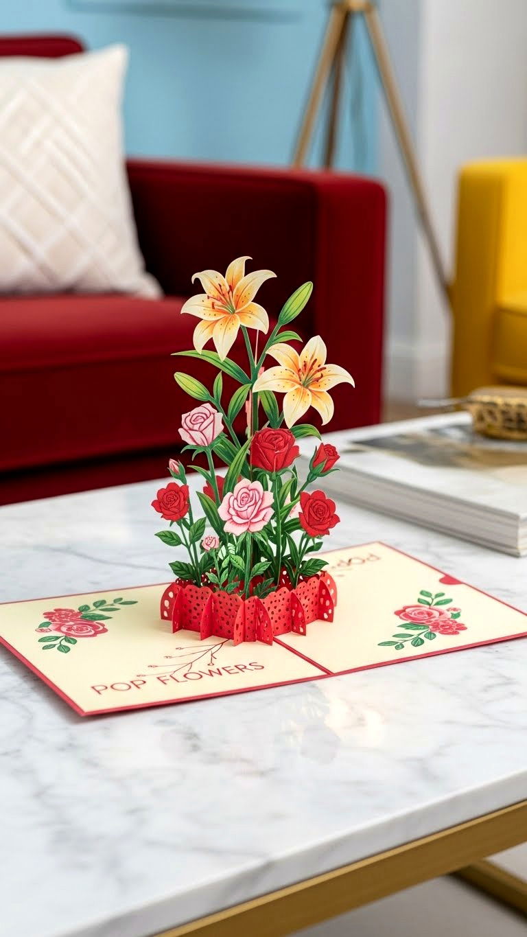 Pop Up Flower Card - 25 valentine's day card designs