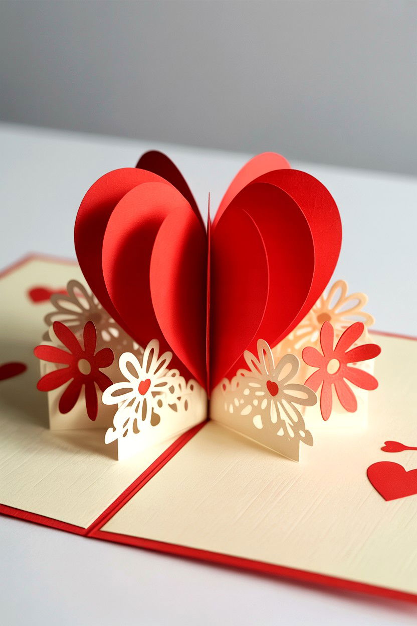 Pop Up Heart Card - 25 Valentine's Day Card Ideas for Girlfriend