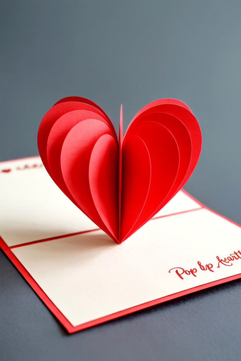 Pop up paper heart card - 25 Sentimental Valentine's Day Card Ideas