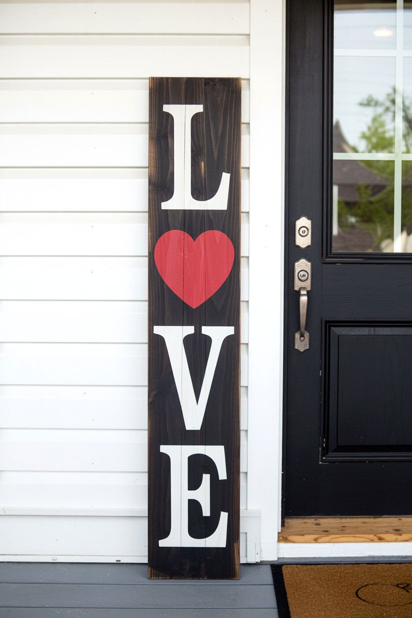 Porch Leaner Sign - 25 Valentine's Day Yard Sign Ideas