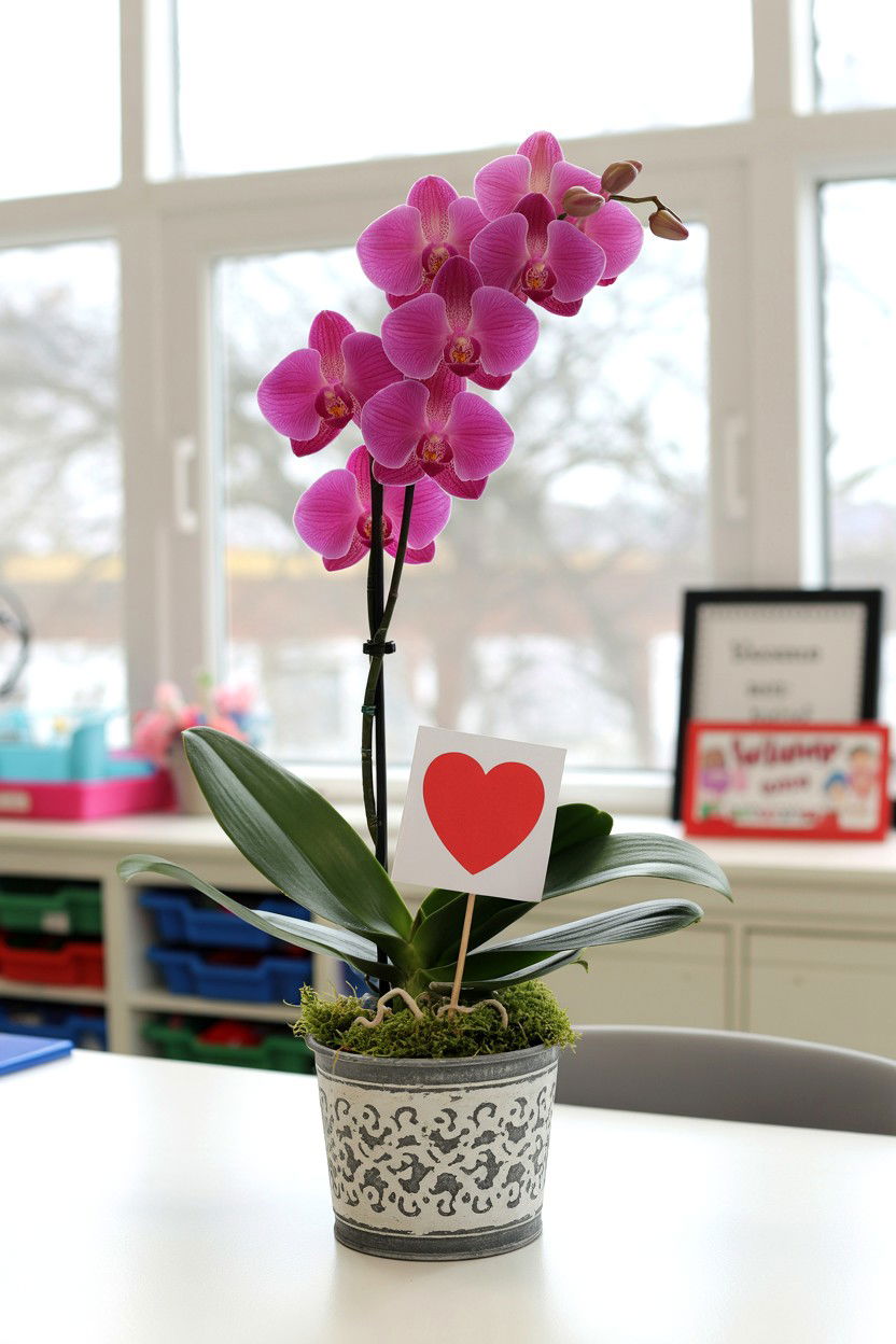 Potted Flower Arrangement - 25 Valentine's Day Teacher Appreciation Ideas