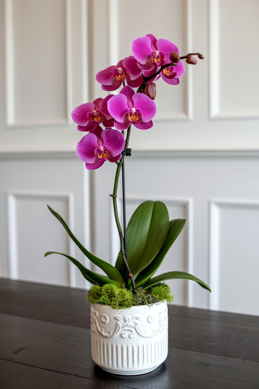 Potted Orchid Display - 25 Valentine's Day Table Centerpiece Ideas