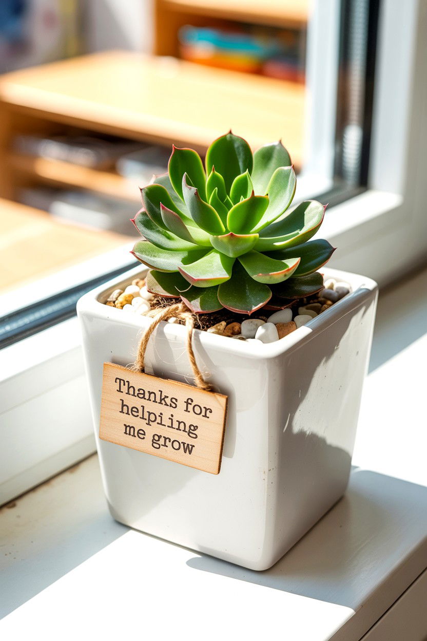 Potted Succulent - 25 Easy Valentine's Day Teacher Gift Ideas