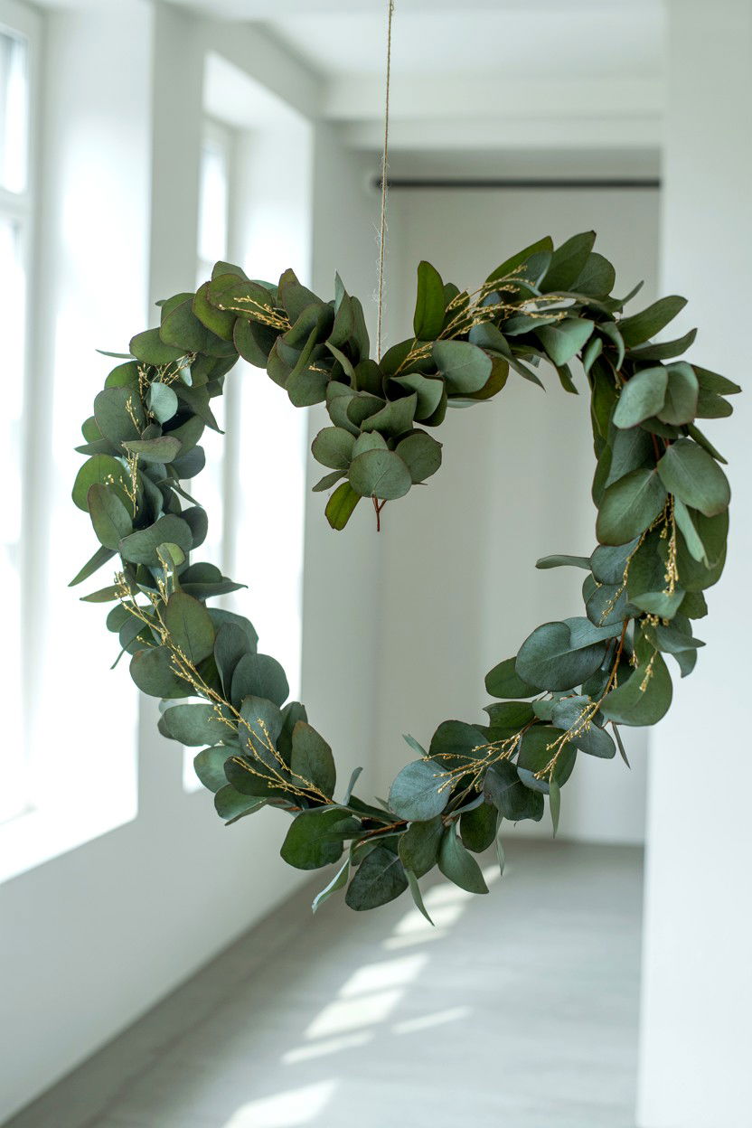 Preserved Eucalyptus Heart Wreath - 25 Eucalyptus Valentine's Day Wreath Ideas