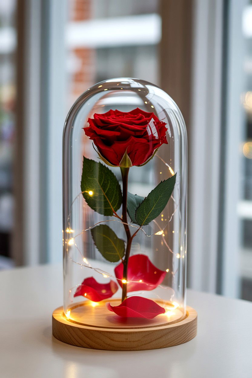 Preserved Rose In Glass Dome - 25 Last Minute Valentine's Day Gifts for Her