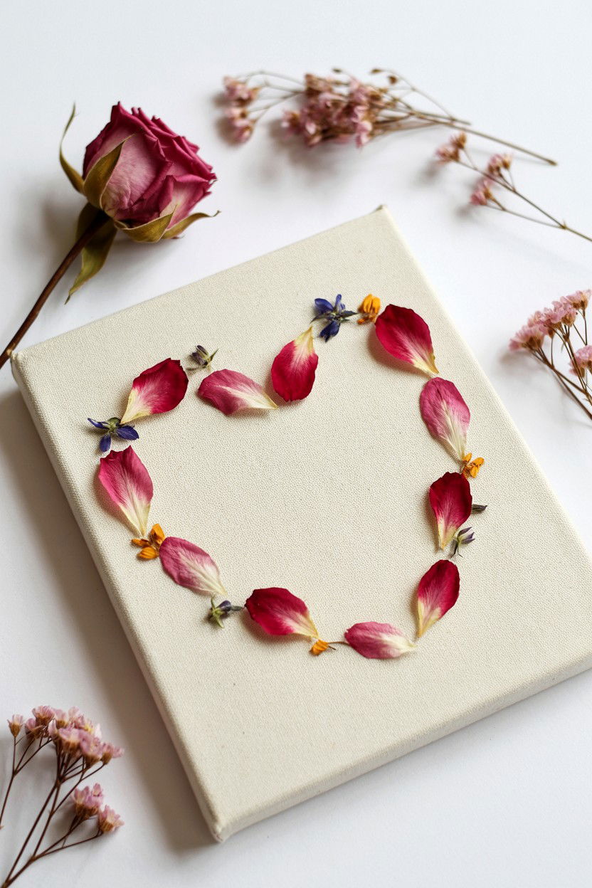 Pressed Flower Canvas - 25 Valentine's Day Canvas Art Ideas