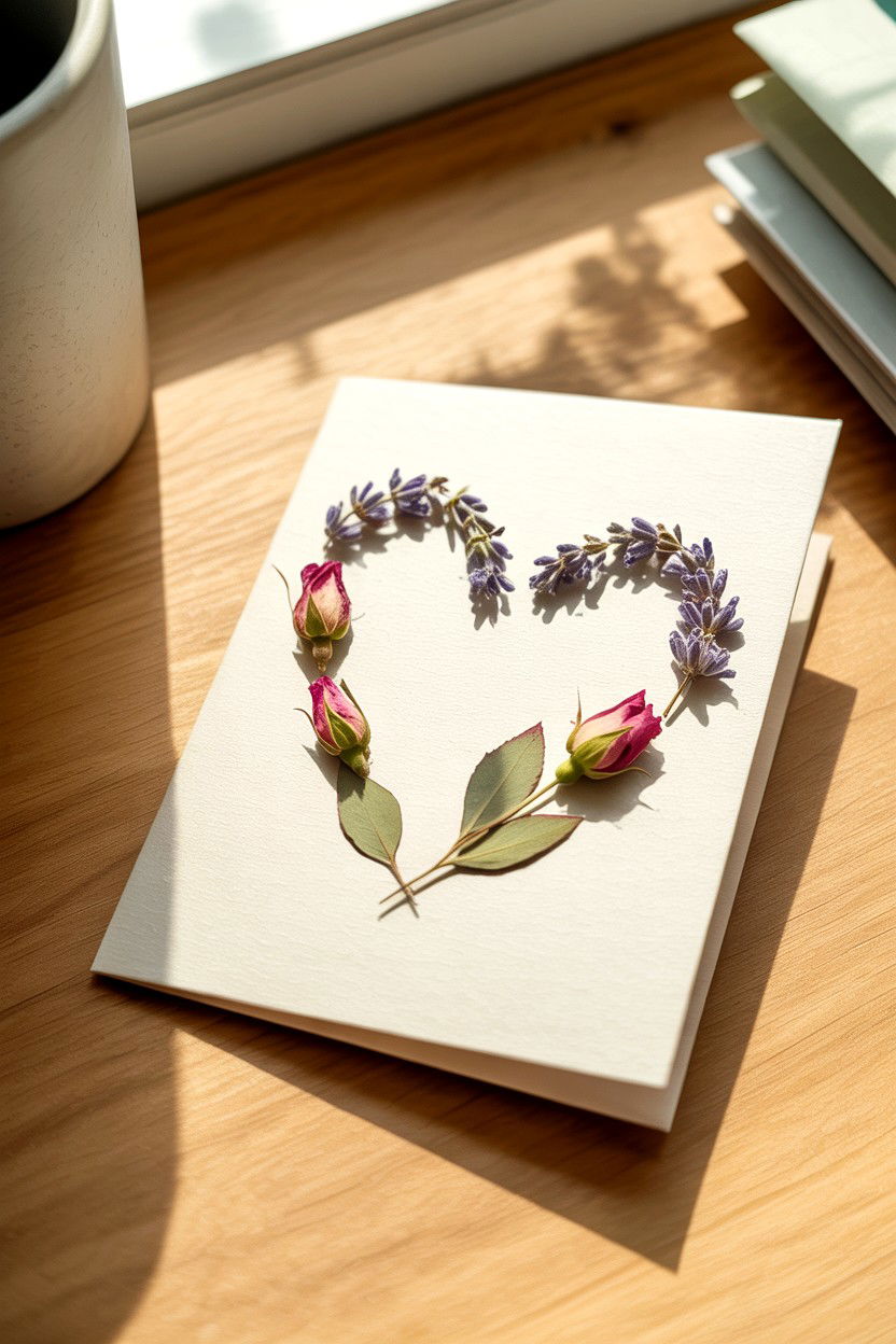 Pressed Flower Card - 25 Handmade Valentine's Day Cards