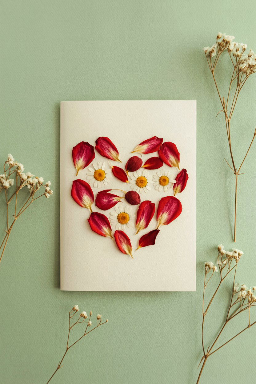 Pressed Flower Card - 25 Romantic Valentine's Day Card Ideas