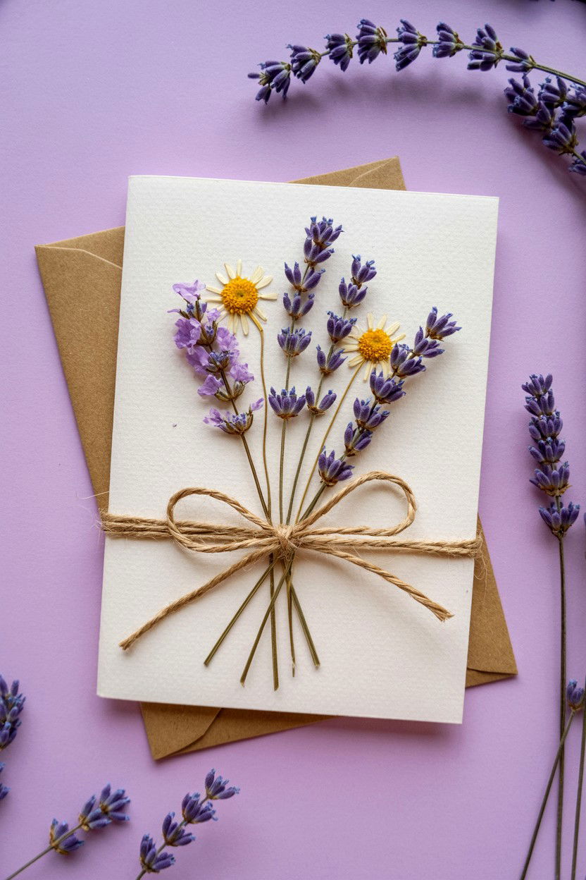Pressed Flower Card - 25 Valentine's Day Card Ideas for Girlfriend