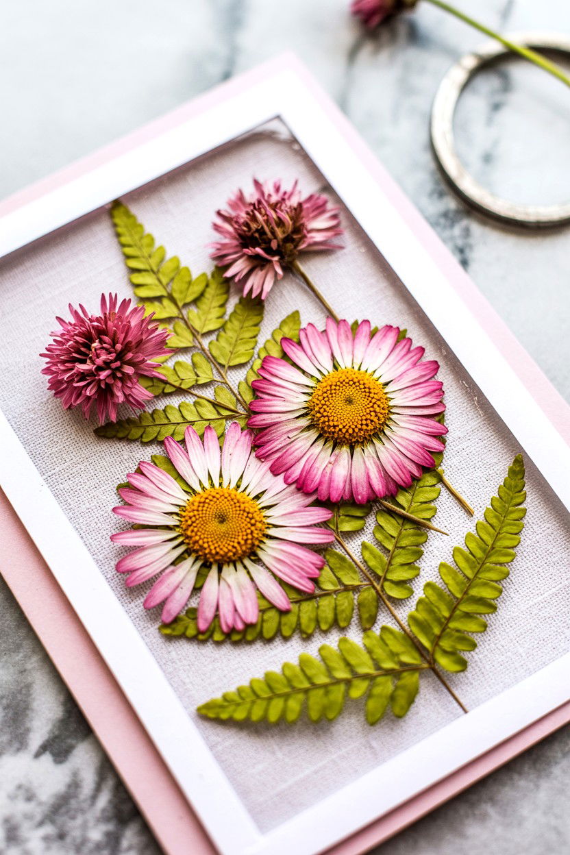 Pressed Flower Card - 25 Valentine's Day Card Ideas for Wife