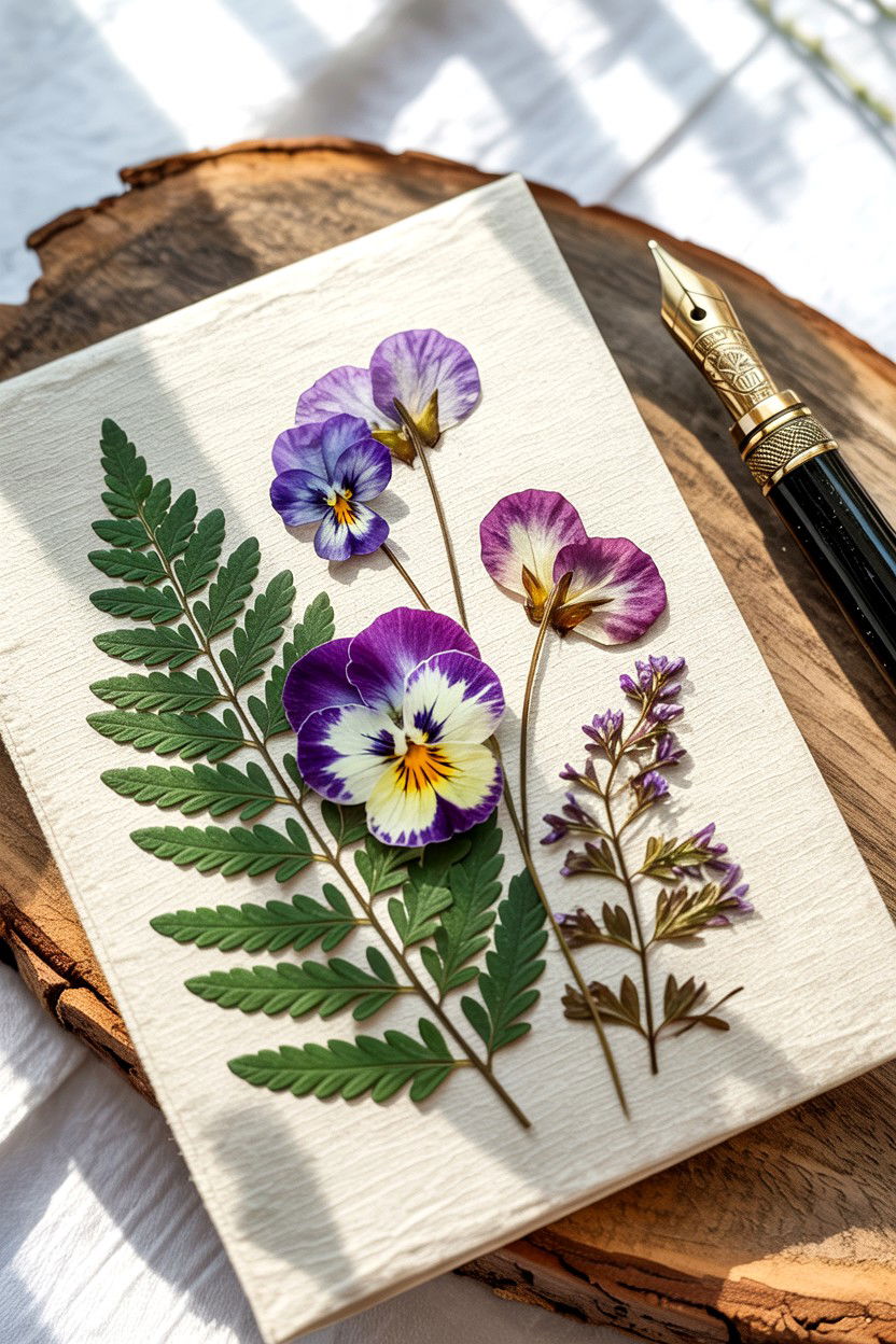 Pressed Flower Greeting - 25 Easy Valentine's Day Card Ideas