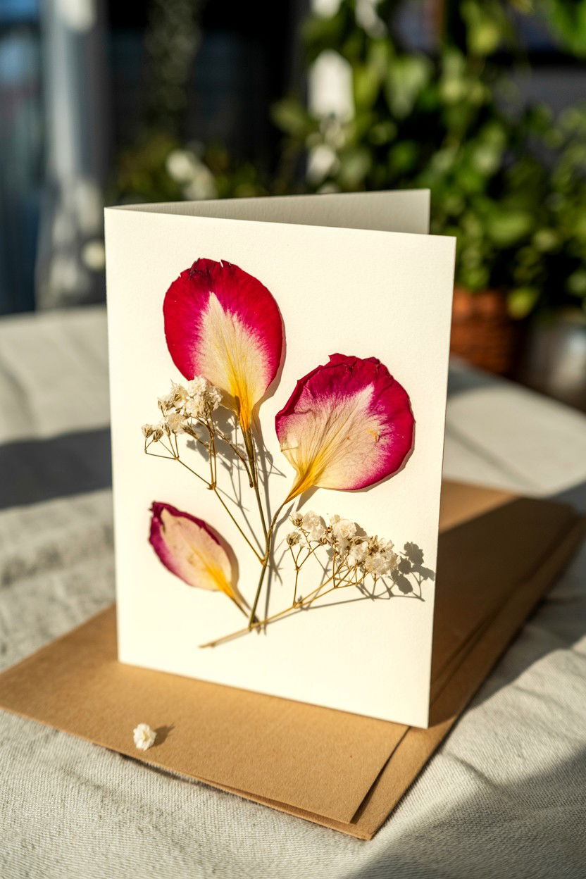 Pressed Flower Valentine Card